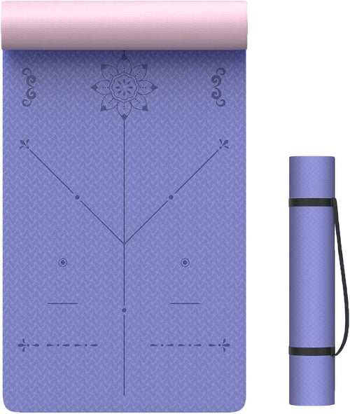 Ciays Yoga Mat High Density Exercise Mat Eco-Friendly TPE Workout Mat Non-Slip Anti-Tear Avoiding Pain in Yoga, Pilates & Floor Exercises for Men & Women, Black, Purple, Grey, 72"L x 24"W x 1/4''