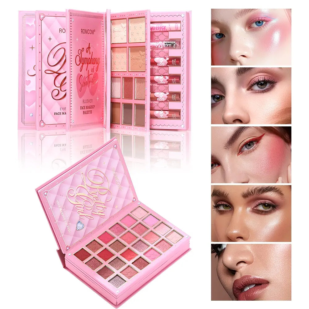 Beautiful Makeup Magic Book, 5-Page Multi-Color Pearlescent and Matte Eyeshadow, Powder Blush, High-Gloss Makeup and Lip Gloss Set, Makeup Sets, Ideal Holiday Party Gift for Women #GLOBAL PICKS