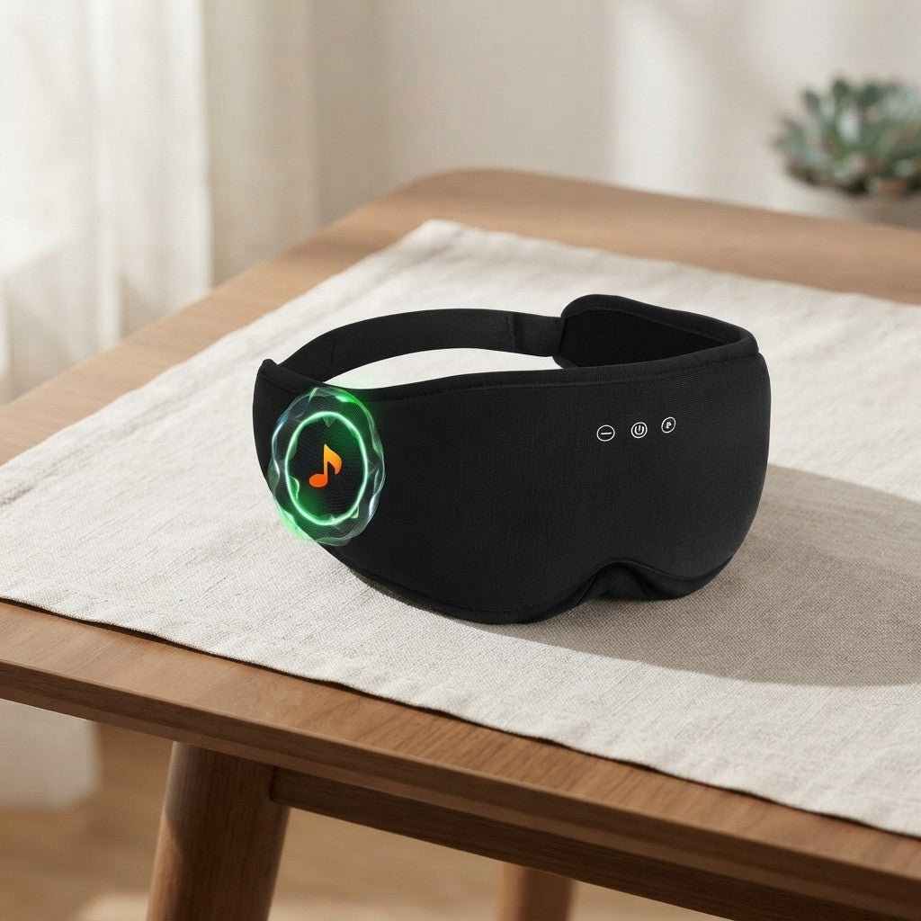 Bamboo Cotton Bluetooth Sleep Mask, 2 in 1 3D Soft Sleep Mask with Sleep Headphones, Sleep Eye Mask with Timming Setting, Blackout Sleeping Mask for Side Sleepers, Women Men, Black